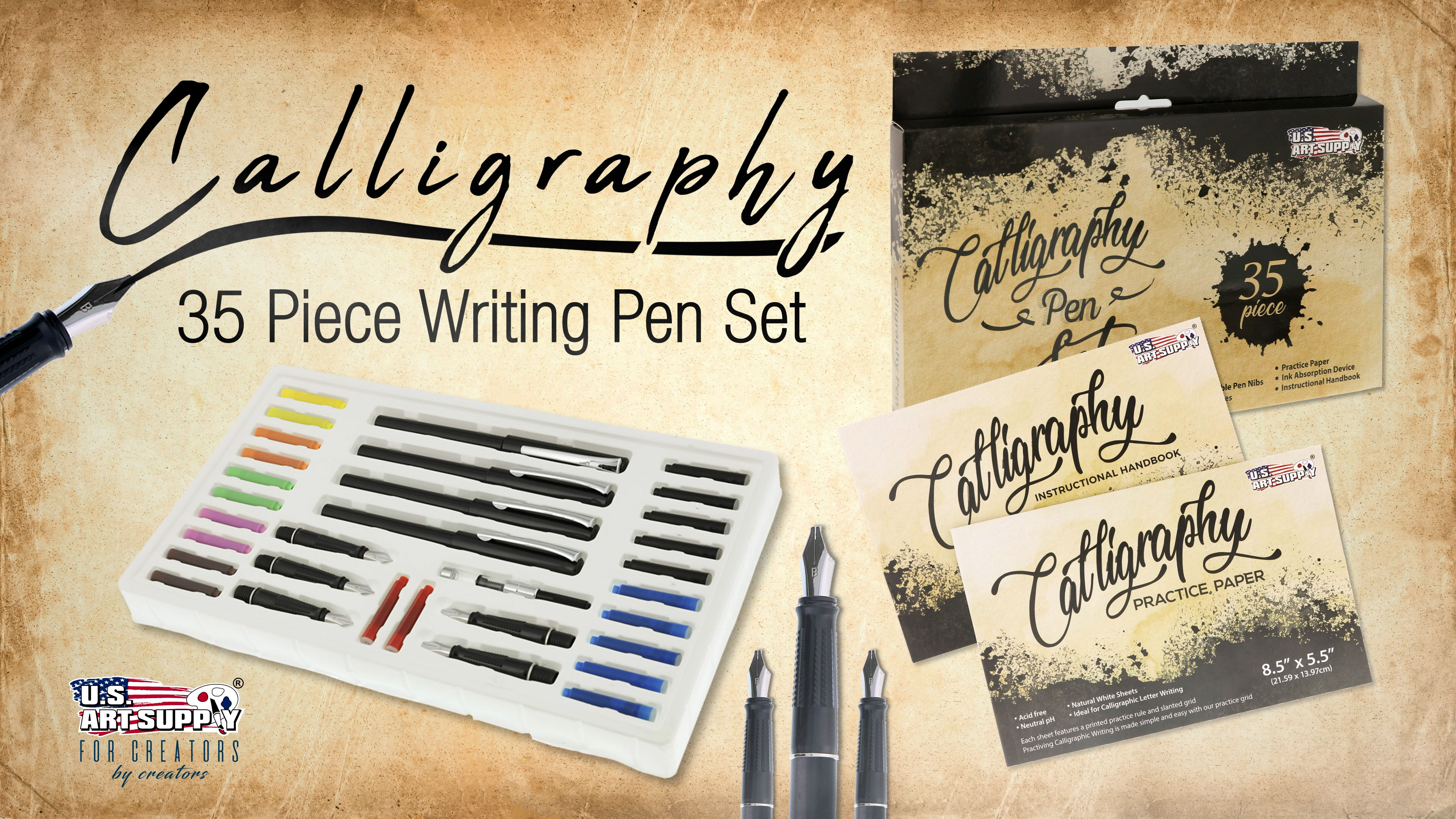 Amazon.com : U.S. Art Supply 35-Piece Calligraphy Pen Set - 4 Pens
